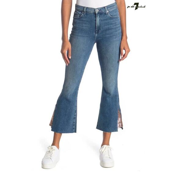 7 For All Mankind Luxe Vintage Sequin Flare Jean 26 - Picture 1 of 9
